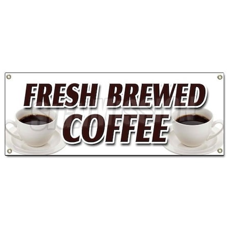 Signmission FRESH BREWED COFFEE BANNER SIGN iced brew drinks espresso cappuccino B-Fresh Brewed Coffee